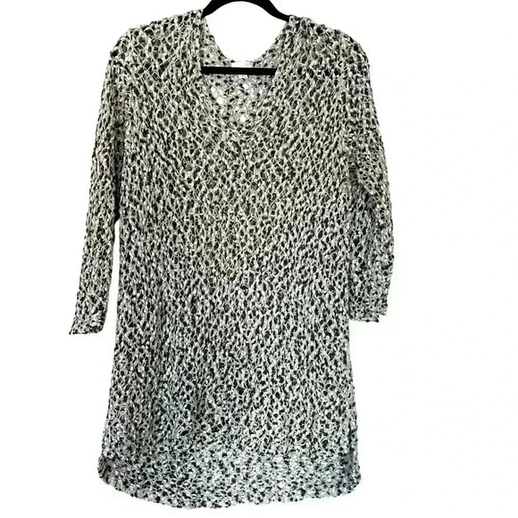 J.‎ Jill Open Knit Crochet Pullover V-Neck Sleeve Tunic Cover Up Boho Large Tall - Picture 1 of 5
